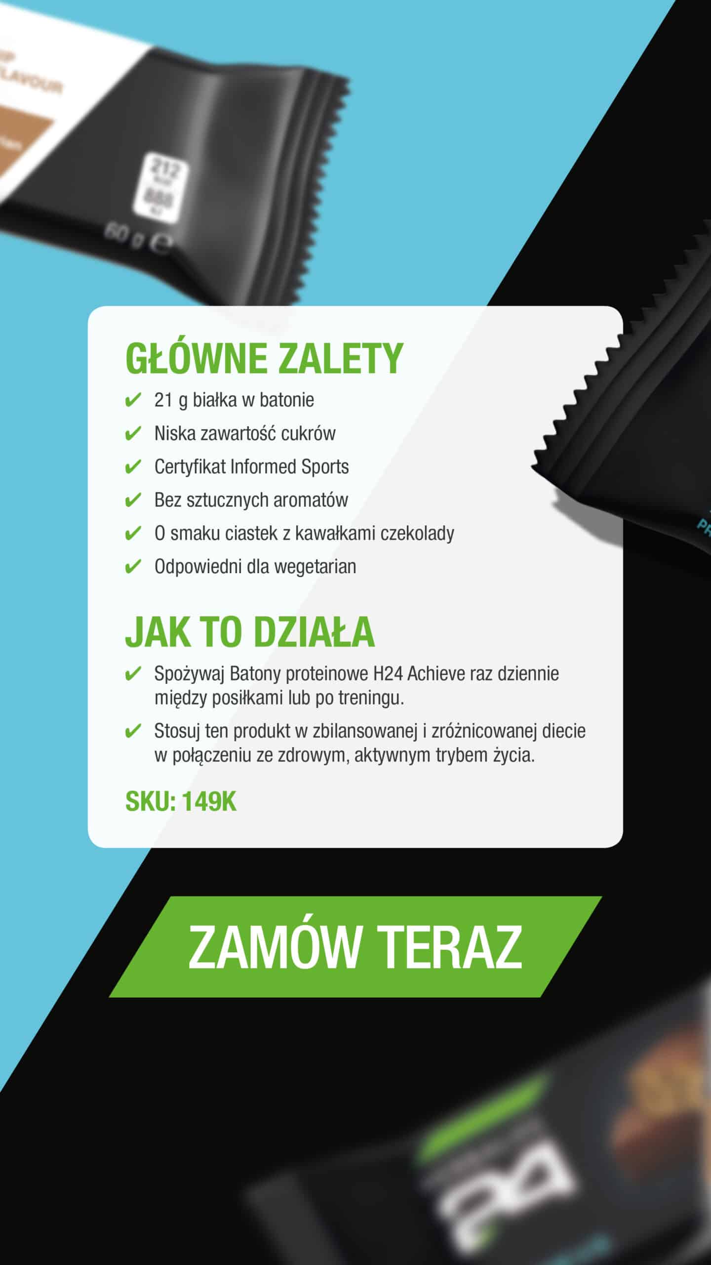 BATON PROTEINOWY CIASTECZKOWY -  Batony białkowe Herbalife24® Achieve o smaku ciastek z kawałkami czekolady 6szt - obrazek 6