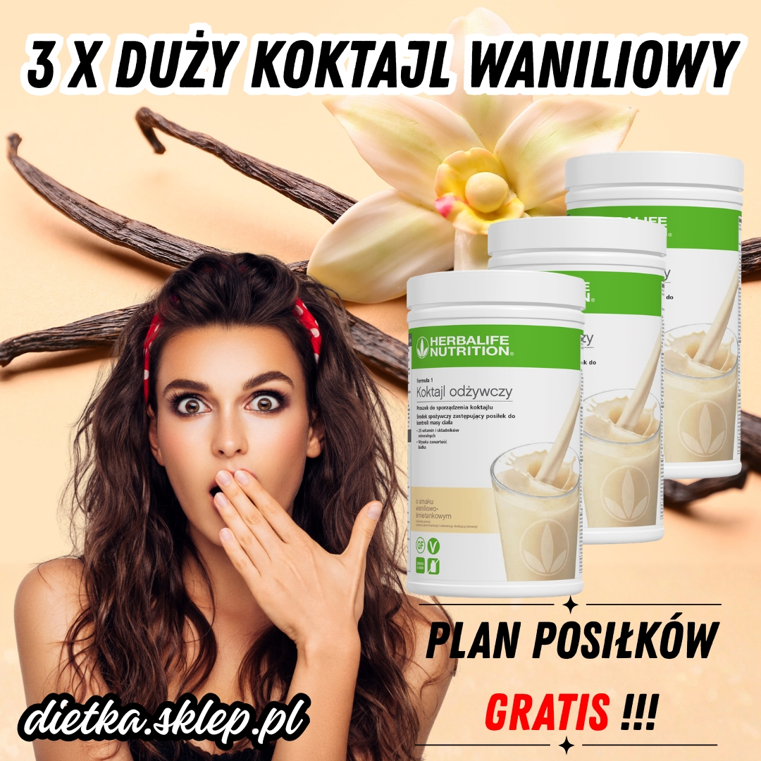 3x Koktajl Herbalife Białkowy Zastępnik Posiłku - F1 Koktajl odżywczy waniliowo-śmietankowy (780g x 3)